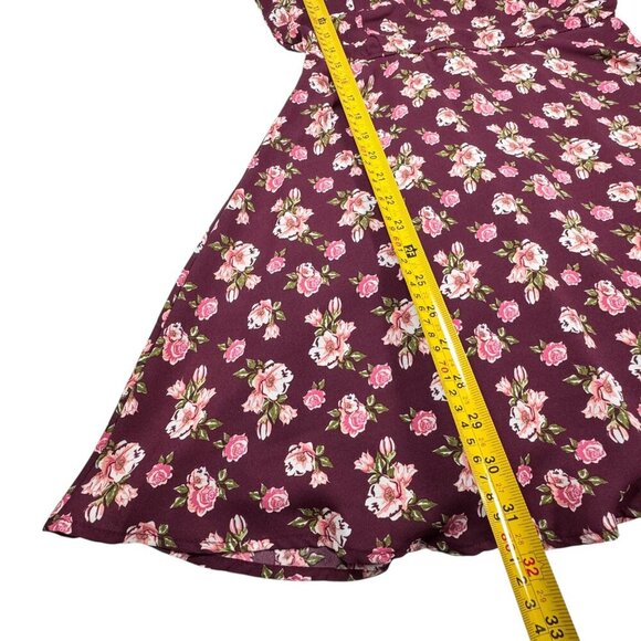 Altar'd State Milkmaid Floral Mini Dress Sz.M Burgundy Smocked Boho Coquette - Picture 12 of 13